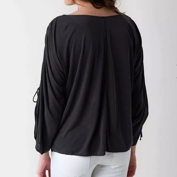 Free People Salt N Peppa Modal Blend Surplice Black Blouse Size Small - Picture 4 of 13